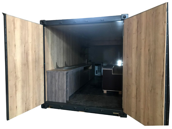 Verkaufscontainer, Container Umbauten, Elektrik, Wasseranschlüsse, Gastrogeräte, Transportservice, Dämmung, Unterkonstruktion